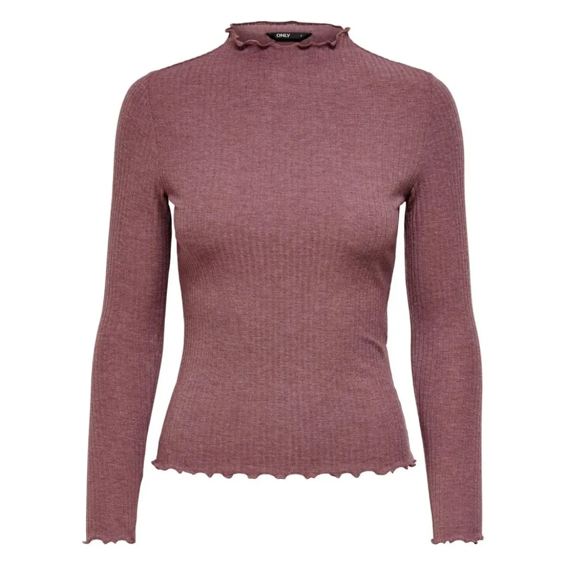 OnlyTop Col haut Manches longues Volants rouge