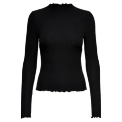 OnlyTop Col haut Manches longues Volants noir