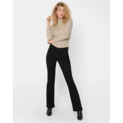 OnlyTop Col haut Manches longues beige en viscose