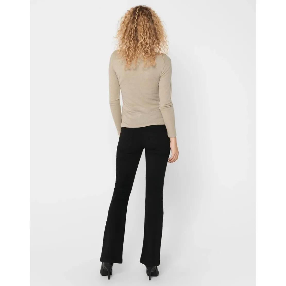 OnlyTop Col haut Manches longues beige en viscose