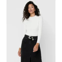 OnlyTop Col haut Manches longues Volants blanc