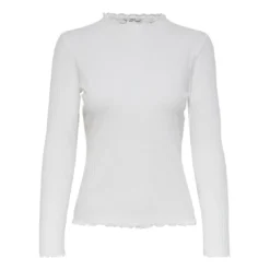OnlyTop Col haut Manches longues Volants blanc