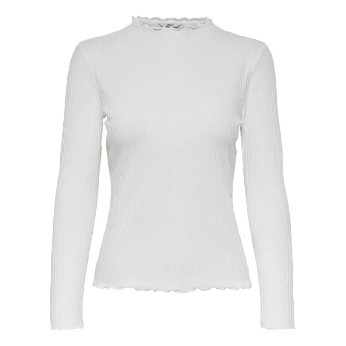 OnlyTop Col haut Manches longues Volants blanc