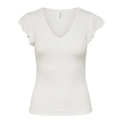 OnlyTop col rond mancherons blanc en viscose Joy