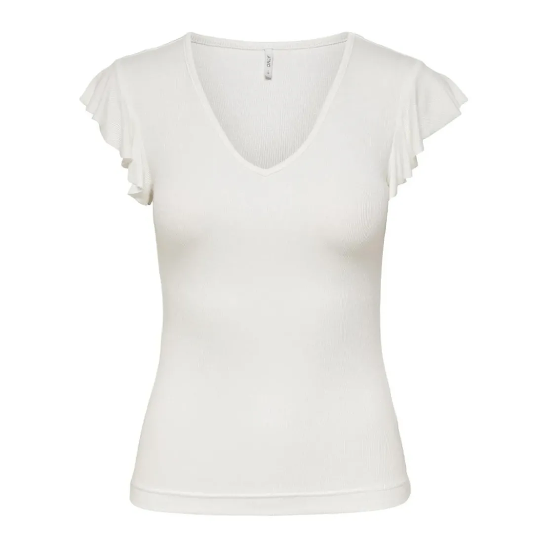 OnlyTop col rond mancherons blanc en viscose Joy