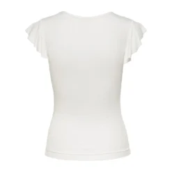 OnlyTop col rond mancherons blanc en viscose Joy