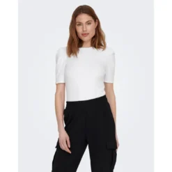 OnlyTop Col rond Manches 2/4 blanc en coton