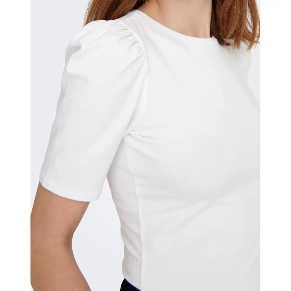 OnlyTop Col rond Manches 2/4 blanc en coton