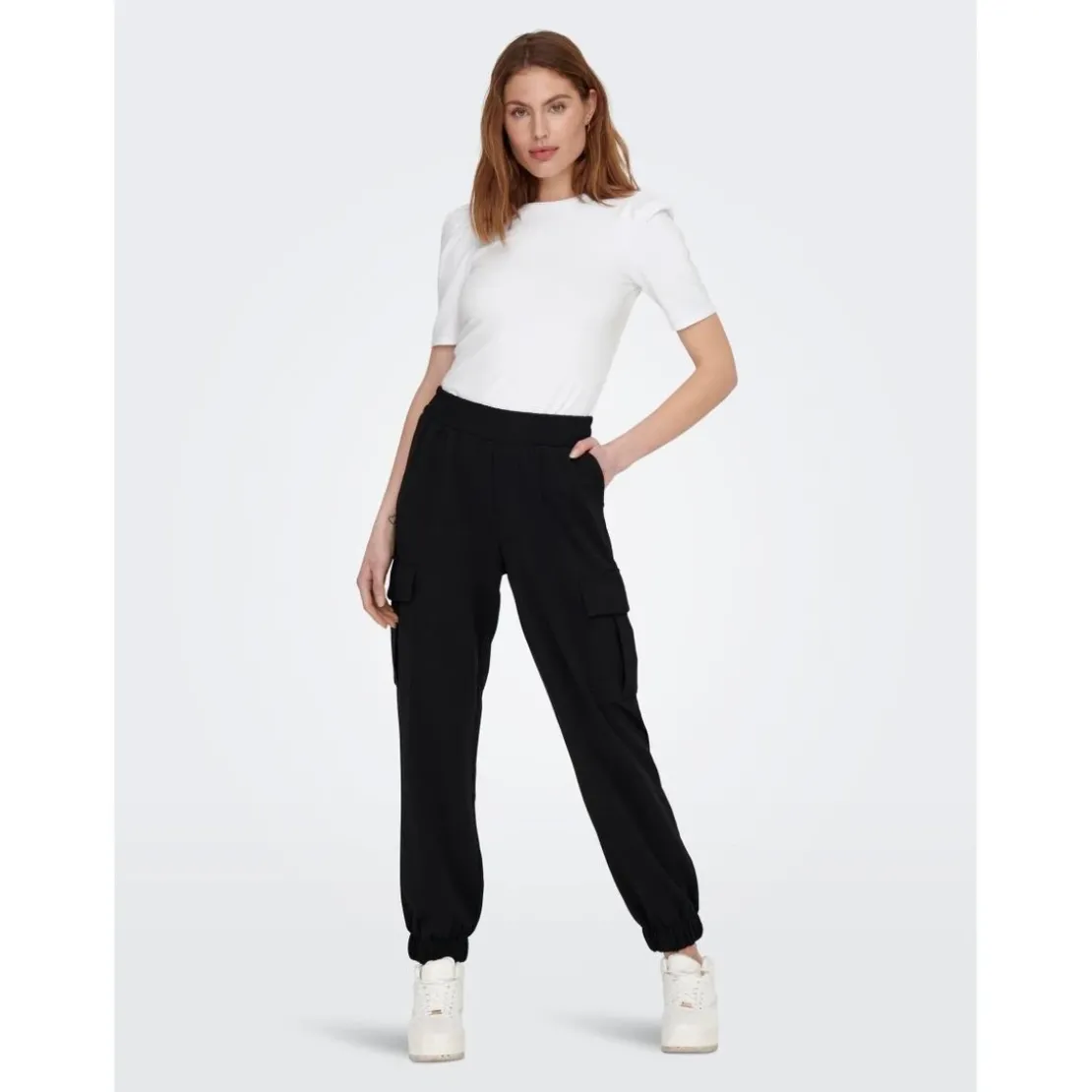 OnlyTop Col rond Manches 2/4 blanc en coton