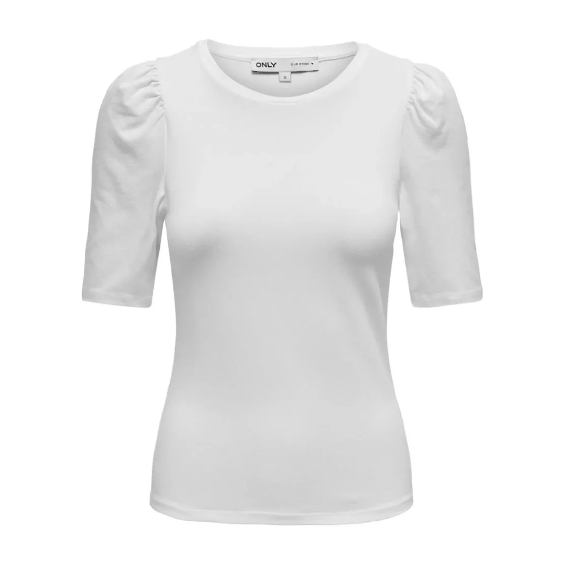 OnlyTop Col rond Manches 2/4 blanc en coton