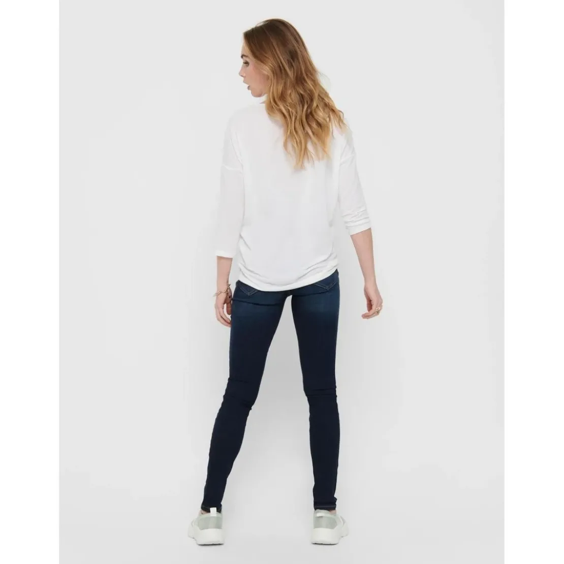 OnlyTop Col rond Manches 3/4 blanc