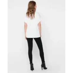 OnlyTop Col rond Manches courtes Poignets repliés blanc