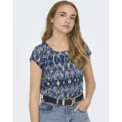 OnlyTop col rond manches courtes bleu clair Cara