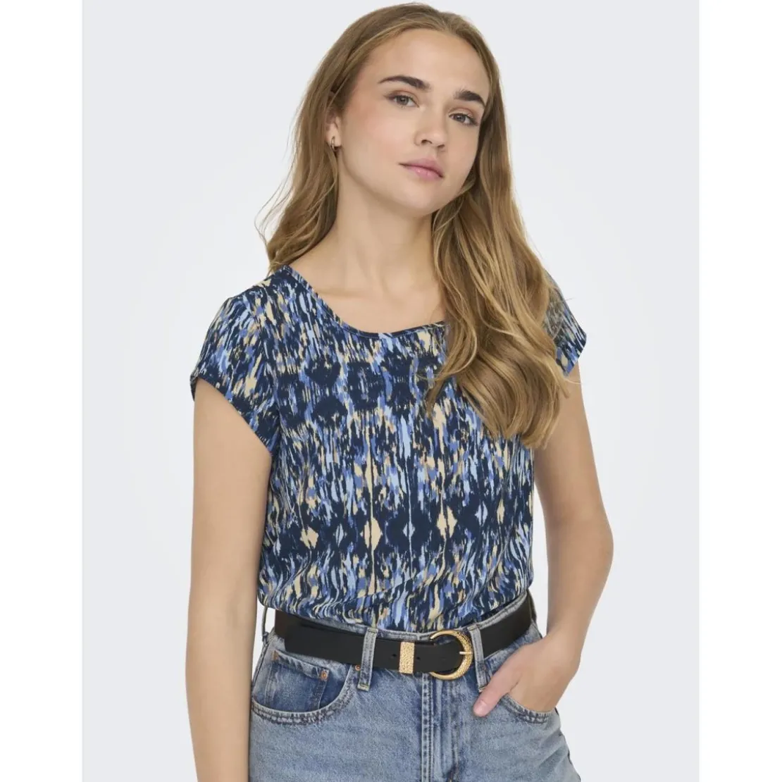 OnlyTop col rond manches courtes bleu clair Cara
