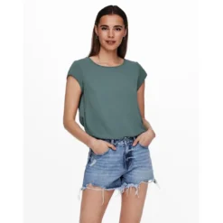 OnlyTop Col rond Manches courtes vert Eva