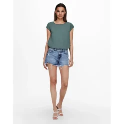 OnlyTop Col rond Manches courtes vert Eva