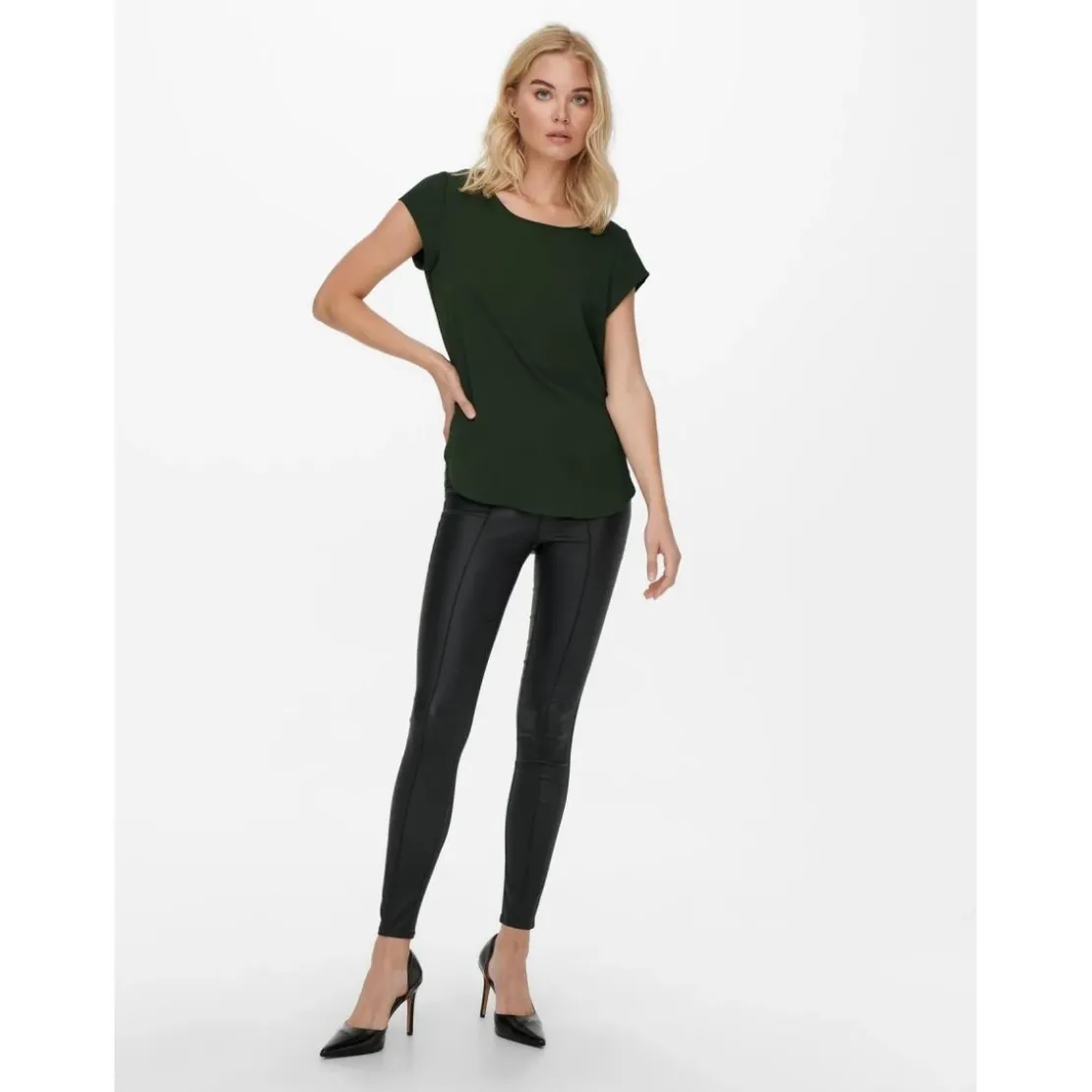 OnlyTop Col rond Manches courtes vert Aria