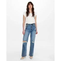 OnlyTop Col rond Manches courtes blanc