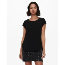 OnlyTop Col rond Manches courtes noir Amy