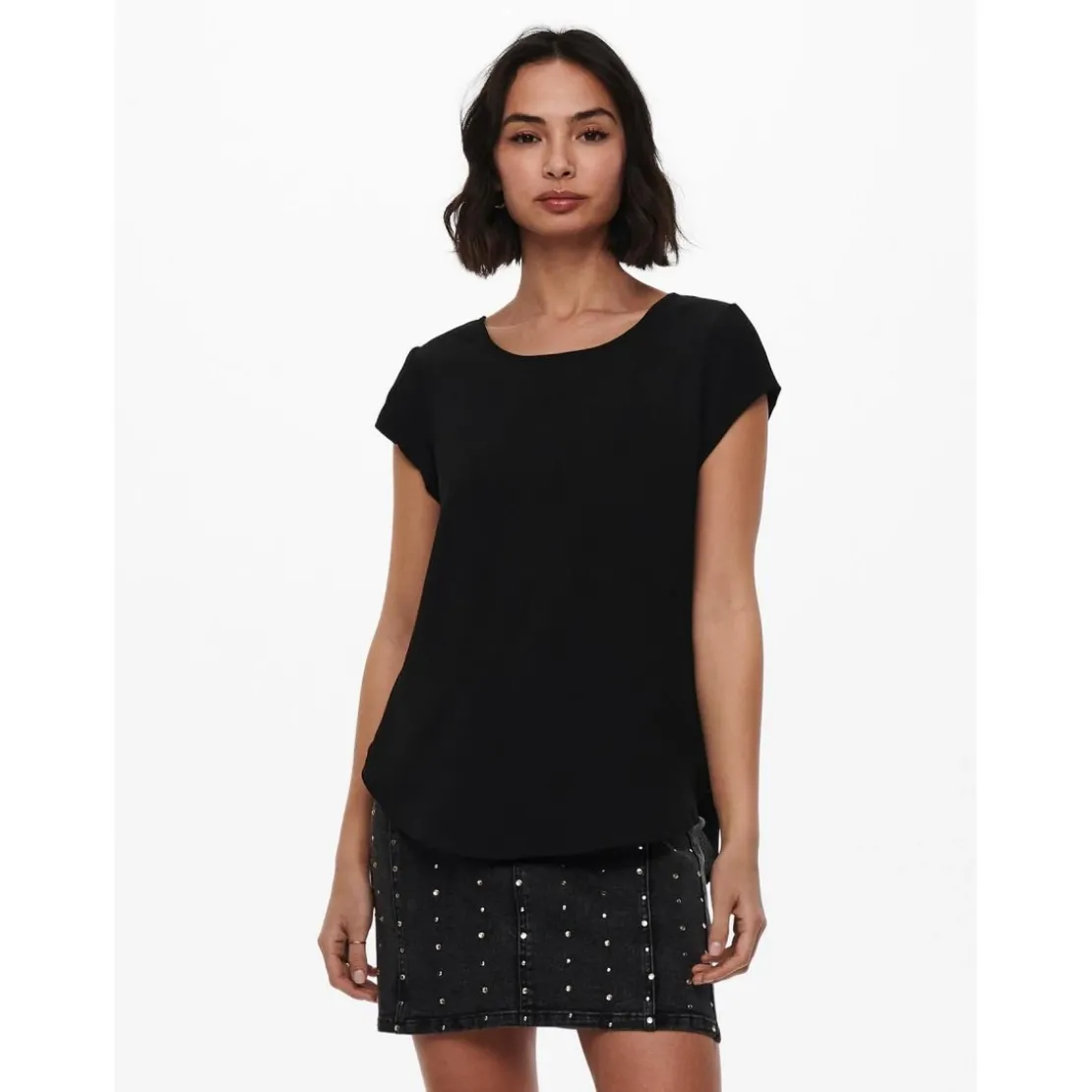 OnlyTop Col rond Manches courtes noir Amy