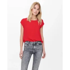 OnlyTop Col rond Manches courtes rouge Adele