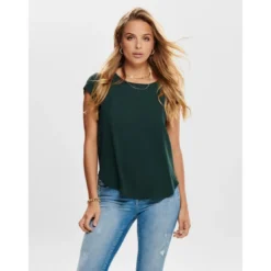 OnlyTop Col rond Manches courtes vert Elle