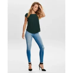 OnlyTop Col rond Manches courtes vert Elle