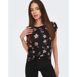 OnlyTop col rond manches courtes noir Bree