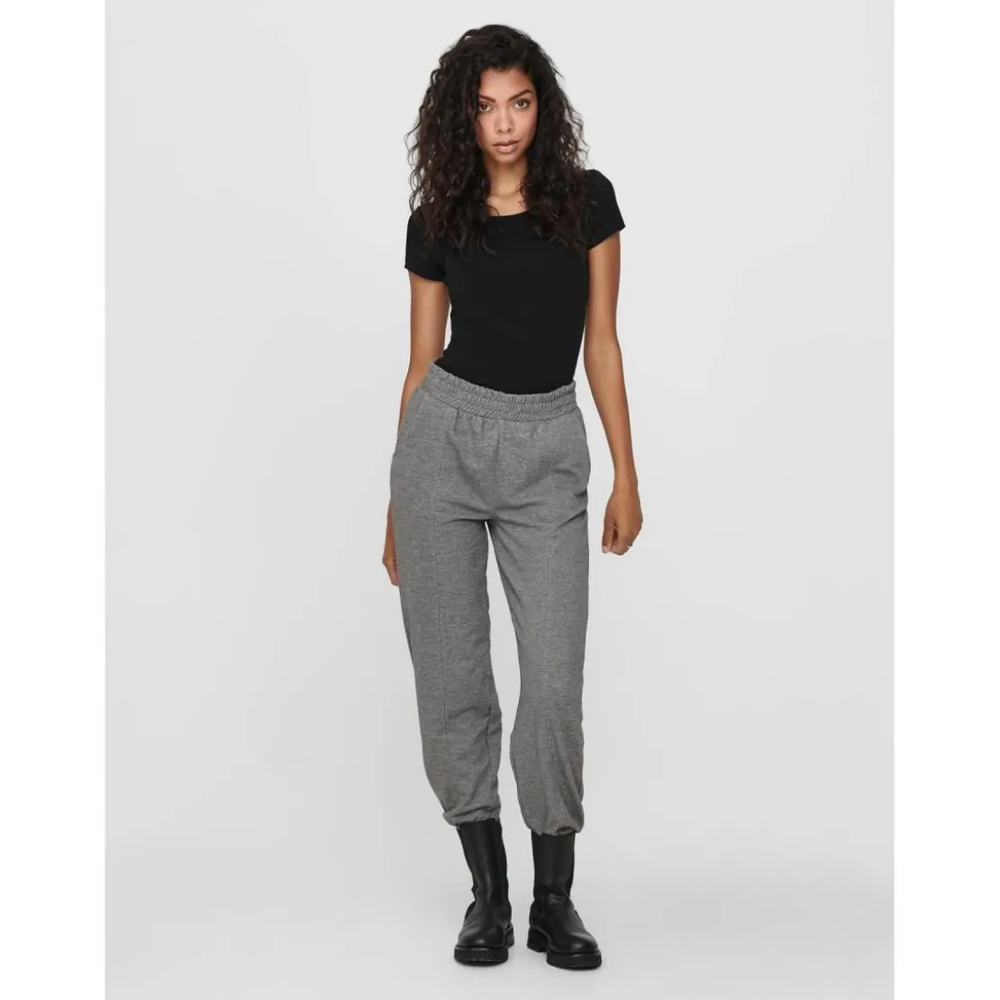 OnlyTop Col rond Manches courtes noir en coton