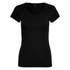 OnlyTop Col rond Manches courtes noir en coton