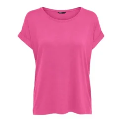 OnlyTop Col rond Manches courtes Poignets repliés rose