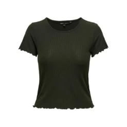 OnlyTop col rond manches courtes vert foncé Ivy