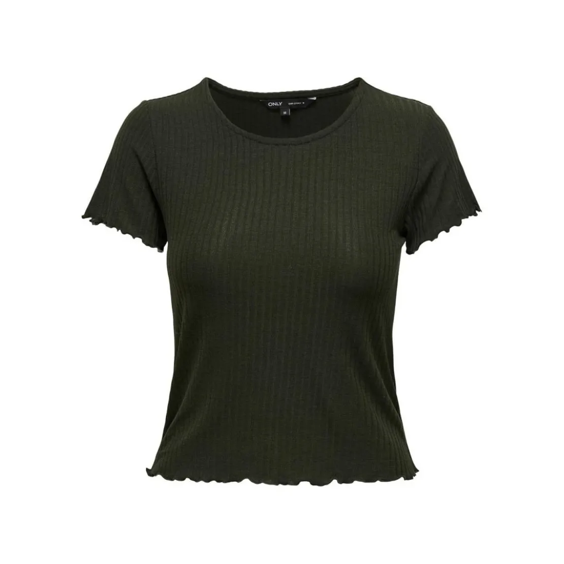 OnlyTop col rond manches courtes vert foncé Ivy