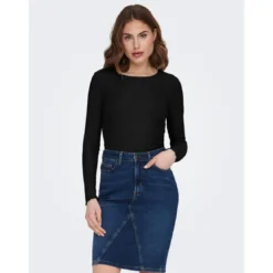 OnlyTop Col rond Manches longues Volants noir Tess
