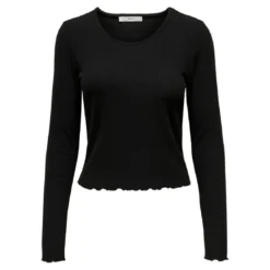 OnlyTop Col rond Manches longues Volants noir Tess
