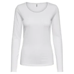 OnlyTop col rond manches longues blanc en coton Opal