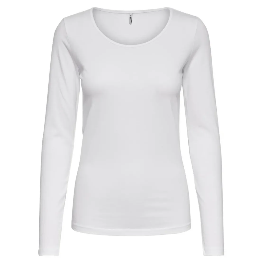 OnlyTop col rond manches longues blanc en coton Opal