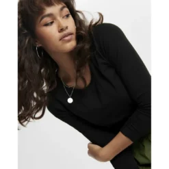 OnlyTop col rond manches longues noir en coton Gaia