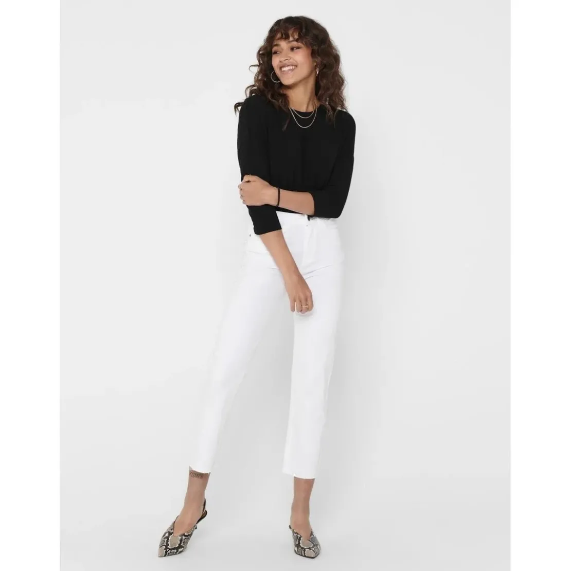OnlyTop Col rond Manches 3/4 noir
