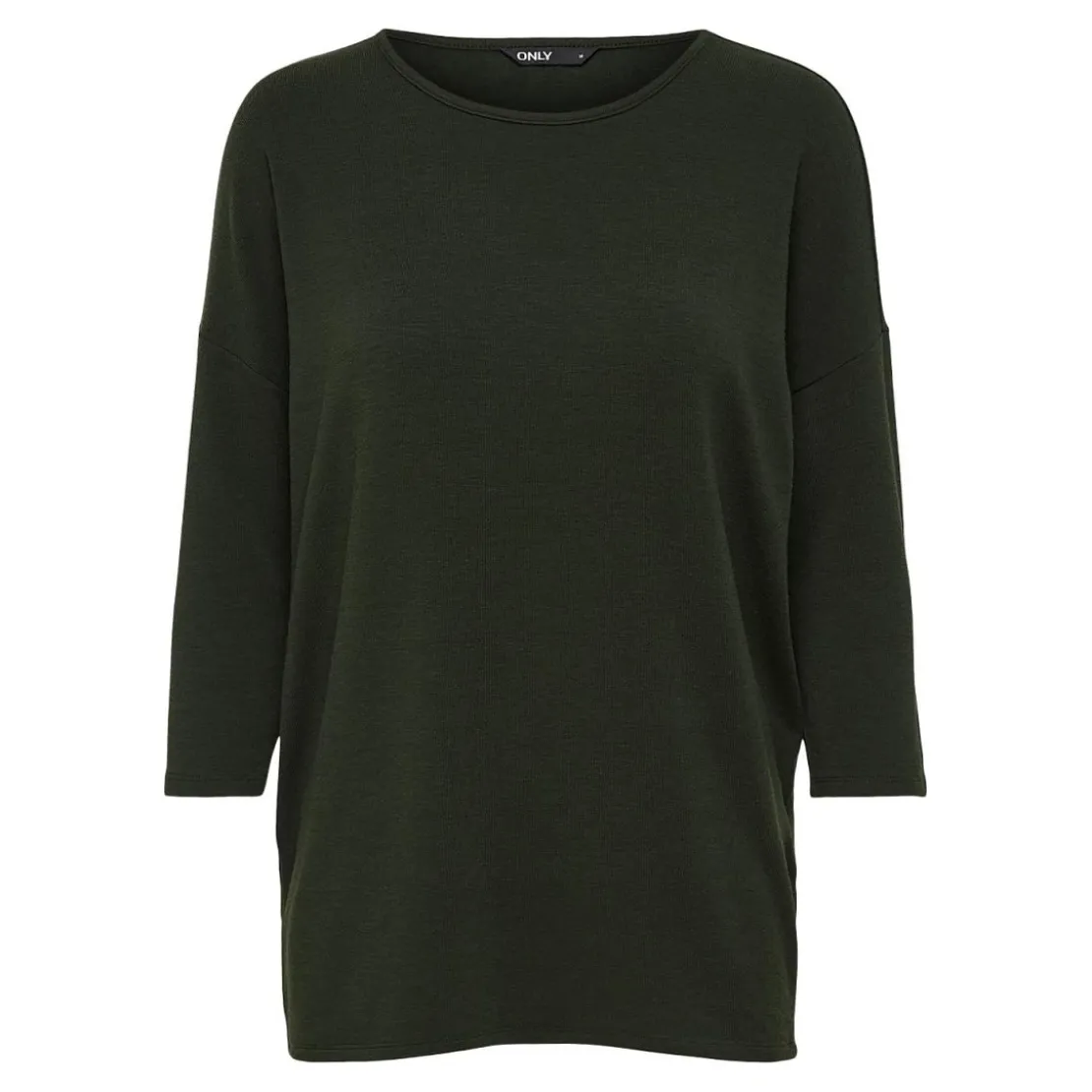 OnlyTop col rond manches 3/4 vert foncé Fleur