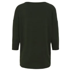 OnlyTop col rond manches 3/4 vert foncé Fleur