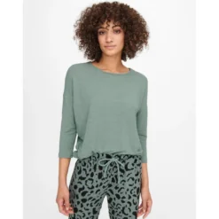 OnlyTop Col rond Manches 3/4 vert Sia