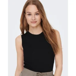 OnlyTop Col rond Sans manches noir en viscose