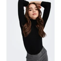 OnlyTop Col roulé Manches longues noir Leah