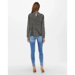 OnlyTop Imprimé all over Col haut Manches longues Bouton bleu