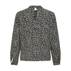 OnlyTop Imprimé all over Col haut Manches longues Bouton bleu