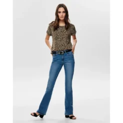 OnlyTop Imprimé all over Col rond Manches courtes Poignets repliés noir en coton
