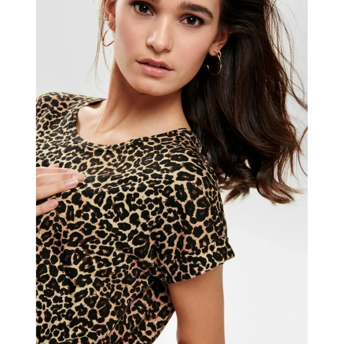 OnlyTop Imprimé all over Col rond Manches courtes Poignets repliés noir en coton