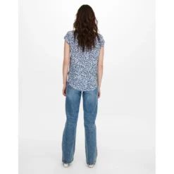 OnlyTop Imprimé all over Col rond Manches courtes Fermeture éclair bleu Pey