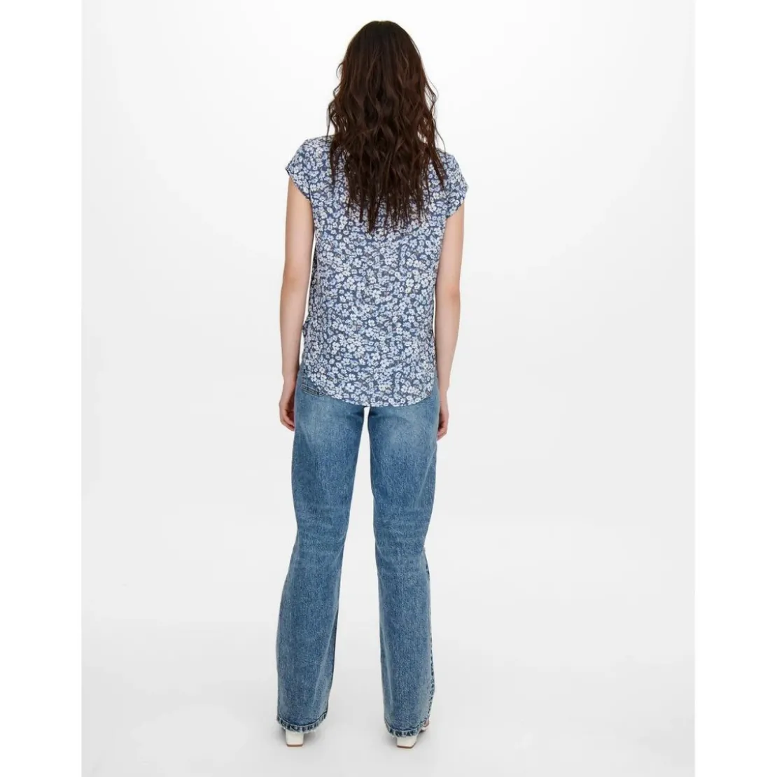 OnlyTop Imprimé all over Col rond Manches courtes Fermeture éclair bleu Pey